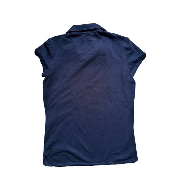 LACOSTE Pique Knit Black Iconic Croc Logo Collared Polo Top Medium Preppy Y2K - Picture 3 of 3